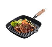 Générique Poêle Grill | Poêle Camping Manche Bois, Portable Résistante à la Chaleur Accessoire de Cuisine Polyvalent pour Crêpes Bacon Sandwiches