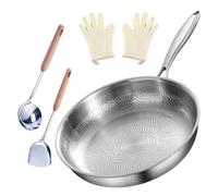 Générique Poêle Plateful Titanium Pro, Poêle Antiadhésive Martelée en Titane avec Spatule, Louche, Gants, Multifonctionnelle, Résistante Aux Rayures, Durable, sans Revêtement(No lid,11.81in/30cm)