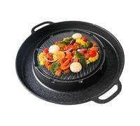 Générique Poêle Pour Grill - Poêle De Cuisson D'intérieur 2 En 1, Chauffante Antiadhésive | Vaisselle De Cuisine Portable Pour Four Fumeur Barbecue Camping Ronde Double En Aluminium