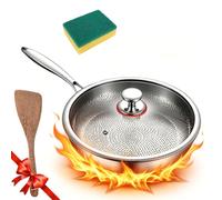 Générique PoêLe Titane Martelé, PoêLe En Titane Non RevêTue Haut De Gamme Pour La Cuisine, Compatible Avec L'Induction Et Tous Types De Plaques De Cuisson (Wok avec couvercle, 26cm)