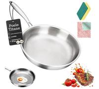 Générique Poele Titane, Premium Titanium Pro 20 24 26 28 30 cm, Poêle en Titane Robuste sans Revêtement sans Revêtement avec Poignée Amovible (Sans Couvercle, 28 cm)