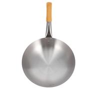 Générique Poêle Wok en Acier Inoxydable Poignée en Bois, Wok sur Cuisinière à Gaz et Électrique, Batterie la Cuisine Tout Feux pour Légumes Sautés