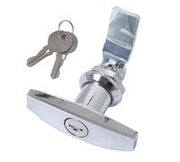 Générique Poignée à Clé, Serrure de Type Ouvre-Porte de avec Deux Clés pour Armoire à Outils de Remorque (Chrome)