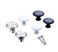 Générique Poignée à trou unique Type champignon blanc noir argent, poignées de porte d'armoire à vêtements modernes, poignées de tiroir rondes en acier inoxydable(Small white,8 piece set)