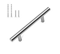 Générique Poignée de cuisine dorée en acier inoxydable, 20 pièces, barre T, traction porte, 76mm, 96mm, boutons et poignées d'armoire, meubles noirs(20pcs Silver 128mm)