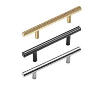 Générique Poignée de cuisine en or brossé, 20 pièces, barre T acier inoxydable, traction porte 76mm 96mm, boutons et poignées d'armoire, poignée meuble noire(20pcs Gold 128mm)