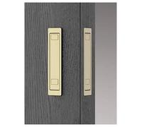 Générique Poignée de porte de poche en alliage de Zinc brossé, poignée de doigt à bord rond à montage encastré brossé for quincaillerie de porte coulissante de poche de placard(Gold,2pcs)