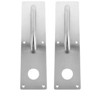 Générique Poignée de Porte pour Portes Intérieures Épaisseur 1,2mm Design Moderne Élégant 2 Pièces en Acier Inoxydable avec Plaque de Poussée et Trou de Serrure et Coupe-feu en Bureaux