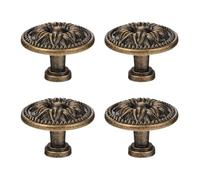 Générique Poignée de Porte Ronde en Bronze Antique Lot de 4 Boutons Simples Style Européen Vintage pour Meubles Placards et Tiroirs Poignées de Penderie Compatibles la Cuisine Salle