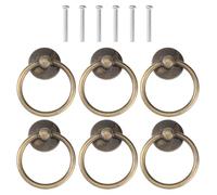 Générique Poignées de Porte Circulaires Anneaux de Traction Noirs Élégants Rétro Lot de 6 en Alliage de Zinc et Fer, Faciles à Installer, pour Commode et Placard