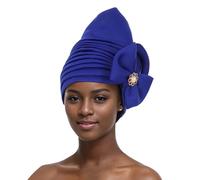 Générique Poignet Connecté Head Scarf African for Natural Turban Headwraps Tie Headbands Fourrure Queue De (Blue, One Size)