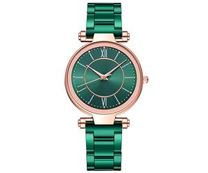 Générique Poignet en Acier décontracté Dames Bracelet analogique Montre Bande Montre Quartz Inoxydable Montre pour Femme Montre Connectée 2e (Green, One Size)