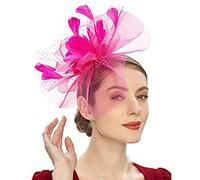 Générique Poignets Tiroirs Argent Accessoires de cheveux en rétro européens et pour femmes coiffe de plumes de bal festival de courses de chevaux pour dame Jaune Pale (Purple, One Size)