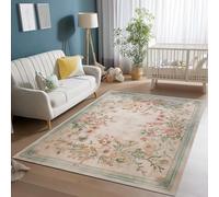 Générique Poil Court Tapis Vintage Aquarelle Fleurs Impression, Rose Doux 140 x 200 cm Tapis AntidéRapant Chambrel Manger Decoration - Facile à Nettoyer Durable Lavable en Machine