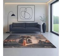 Générique Poils Courts Lavable en Machine Doux Tapis Noir Moto du Roi démon Taureau 50_x_80_cm Convient au Salon, à la Chambre, au Bureau