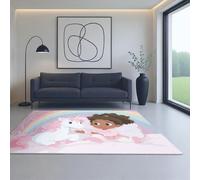 Générique Poils Courts Lavable en Machine Doux Tapis Rose Petite Fille Arc-en-Ciel de Mon Petit Poney 60_x_90_cm Convient au Salon, à la Chambre, au Bureau