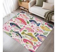 Générique Poisson Coloré Tapis Salon Lavable 140x200cm, Tapis Abstrait Moderne Doux Poil Court Antidérapant pour Chambre Salle à Manger Cuisine Entrée AM1Da110nn