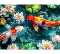 Générique Poisson Koi Kit de Broderie Point de Croix 11CT Pré-imprimé - Idéal pour Débutants et Adultes, Activité DIY pour la Décoration Intérieure 30x40cm 579