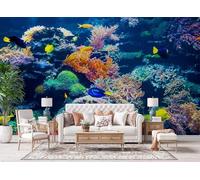 Générique Poisson Papier Peint 400 x 280 cm 3D Bleu Océan Tableau mural Murale Intissé Imperméable pour Chambre Salon Restaurant Personnalisé Décoration Personnalisé Décoration Murale A-349