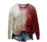 Générique Polaire Femme Sweat-Shirt Halloween pour Femmes Bleu De Chine Pull Plaid Sweat À Capuche Couleur Unie Tendance Manteau Transition Confortable Sorcière Vin-1 XL