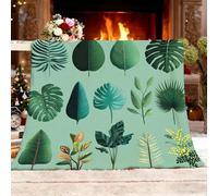 Générique Polaire Flanelle ThèMe des Plantes Tropicales Chaude Douce Moelleuse Couverture de Lit Couvre-lit Jeté de Canapé Vert Foncé Couverture Convient Adulte et Enfant XXL 180x200cm