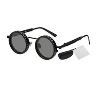 Générique Polarized Sunglasses - Retro Rounded UV Protection Eyewear | Adjustable 9-Level Dimming Fishing Glasses With Metal Frame, Lightweight Fashion Sunglasses, Travel Case Included