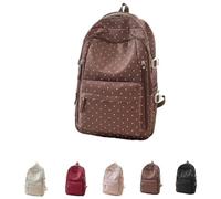 Générique Polka Dot Backpack Cute Daypack with Drawstring for Travel Daily Use (Brown)