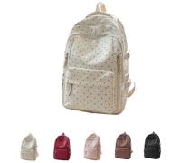 Générique Polka Dot Backpack Cute Daypack with Drawstring for Travel Daily Use (White)