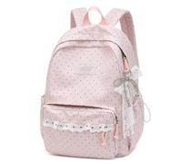 Générique Polka Dot Backpack Lace Backpack Y2k Aesthetic Large Laptop Daypack (Pink,With charm)