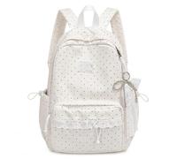 Générique Polka Dot Backpack Lace Backpack Y2k Aesthetic Large Laptop Daypack (White,With charm)