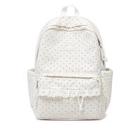 Générique Polka Dot Backpack Lace Backpack Y2k Aesthetic Large Laptop Daypack (White,Without charm)