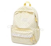 Générique Polka Dot Backpack Lace Backpack Y2k Aesthetic Large Laptop Daypack (Yellow,Without charm)