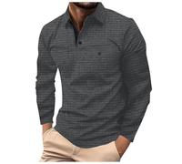 Générique Polo À Manches Longues pour Homme T-Shirt De Golf Décontracté Automne Hiver Chaud Polo Imprimé Homme Polo Brodé Chemise Carreaux Pull Classe Homme Polo Tennis Vintage