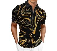 Générique Polo de Golf imprimé à Manches Courtes et Fermeture éclair pour Homme Coupe ajustée