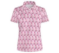 Générique Polo Femme Octobre Rose Manche Courte Col Rond à Imprimé Cancer du Sein De Sensibilisation Ruban - À Manches Courtes Hauts Et ÉLéGant Et Respirante Coupe Tissu De Qualité