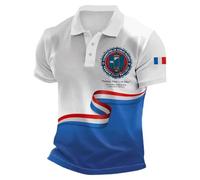 Générique Polo Homme à Thème Révolution Française, Polo à Manches Courtes avec Drapeau et Écusson Historique, Confortable pour Fêtes et Sorties