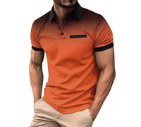 Générique Polo Homme Manches Courtes Col V T Shirt Été Manches Courtes Sportswear, Sport Coton Slim Fit T-Shirt Leger Pas Cher Blouse Top(Orange,XL)