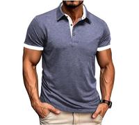 Générique Polo Homme Manches Courtes Décontractée Poloshirt Coton Slim Fit Ete Outdoor Respirant Tee Shirt Leger Revers Boutonnée Confort Tshirt Business Classique Travail Vêtements Marine XL
