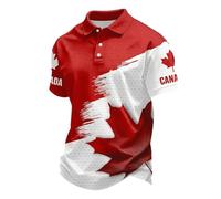 Générique Polo Homme Manches Courtes Été Canada Feuille d'Érable Bicolore Casual