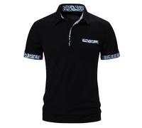 Générique Poloshirt Homme Manches Courtes Respirant Travail T-Shirt Couleur Unie Résistante Oversize Quotidienne Shirts Fitness Slim Fit Top Printemps Tous Les Jours Vêtements Noir XXL