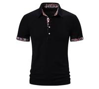 Générique Poloshirt Homme Manches Courtes Respirant Travail T-Shirt Couleur Unie Résistante Oversize Quotidienne Shirts Fitness Slim Fit Top Printemps Tous Les Jours Vêtements Noir XL