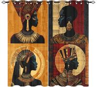 Générique Polyester Rideaux Occultants 2 Panneaux 140L X 225H cm, Rideau Oeillets Multicolore,Rideaux Lsolant Thermique ThèMes Culturels Africains Draperies pour Chambre d'enfant et Salon Décore