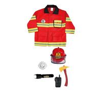 Générique Pompier Enfant Ensemble Veste et Casquette Avec Hache Lampe Torche et Talkie Walkie Déguisement Complet de Pompier Incluant Badge Accessoires Réalistes