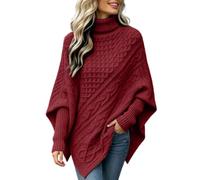 Générique Poncho à col roulé, Pull Ample en Maille, Manches Longues, asymétrique, Style Cape/châle, idéal pour l'automne et l'hiver.