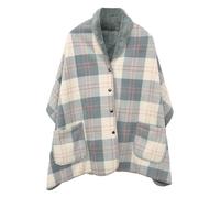 Générique Poncho Châle Femme d'Hiver en Polaire Douce Cape avec Motif à Carreaux et Boutons Couverture Chaud Polyvalente pour Intérieur et Extérieur en Deux Tailles