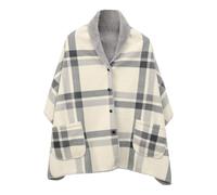 Générique Poncho Châle Femme Écharpe Cape Épaissie Elégant Plaid Châle Polaire Cape Couverture à Carreaux Plaid Châles Polaire Capes Chaud d'hiver avec Boutons Chaud Hiver Grand Taille Foulard