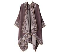 Générique Poncho Chale Femme Hiver Chaud,ChâLe Imprimé à La Mode Chaud Doux Cardigans éCharpe Cadeau De NoëL ChâLe éPaissi Double Face (One Size)