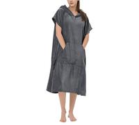 Générique Poncho De Bain Femme Plage Robe Eponge Cape Sortie De Bain Adulte Serviette De Piscine Pour Se Changer Avec Poche (Gris foncé, Moyen)