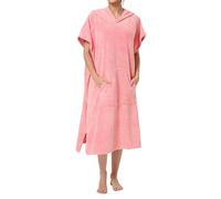 Générique Poncho De Bain Femme Plage Robe Eponge Cape Sortie De Bain Adulte Serviette De Piscine Pour Se Changer Avec Poche (Rose, Moyen)