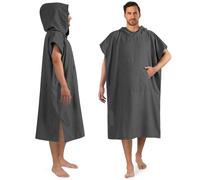 Générique Poncho de Surf, Poncho de Plage Adulte Poncho De Surf À Capuche Serviette Change Séchage Rapide for Plage Natation for Hommes Absorbante avec Poche(Gray)